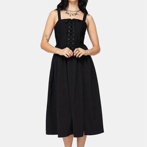 Disturbia Miranda Midi Corset Dress Black Size 12 New With Tags